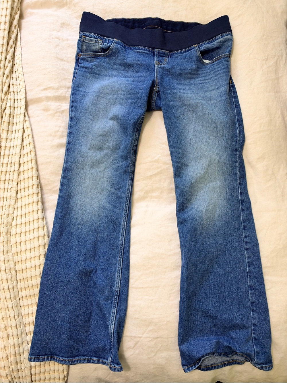 Old Navy Blue Maternity Flare Jeans with Navy Stretch Waistband